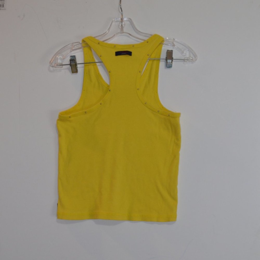 Tommy Jeans Yellow Micro-Corduroy Tank Open Shoulders Strases Neck Sleeveless M - Picture 1 of 8
